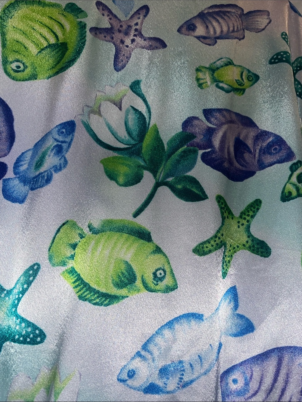 Victoria’s Secret Satin Tropical Under the Sea Purple and Green OS Mini Robe - Picture 7 of 9